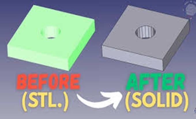 convert stl to cad, perform reverse engineering and rebuild 3d scan files