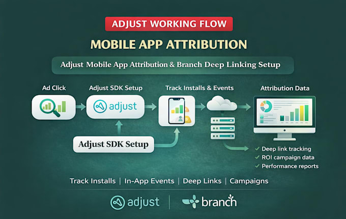 set up adjust attribution and branch deep linking for mobile apps