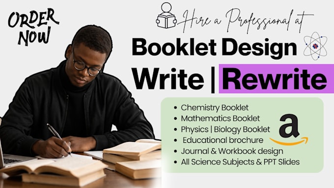 design educational brochure, booklets textbook workbook for physics, chemistry