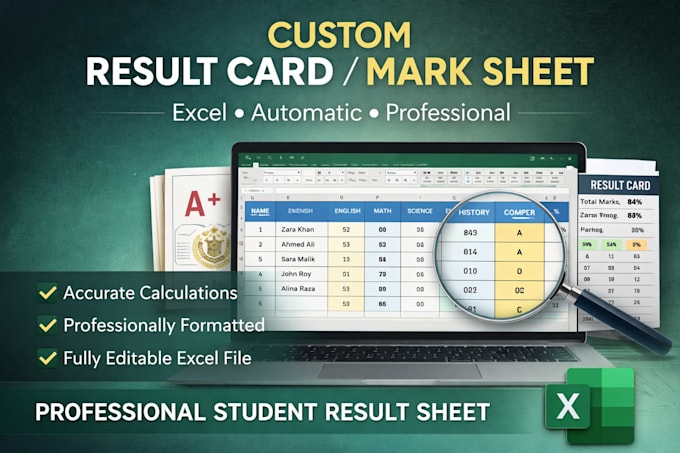 design student result sheets and mark sheets in excel