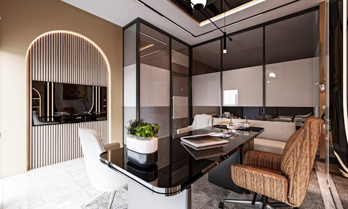 design professional office interior in 3d