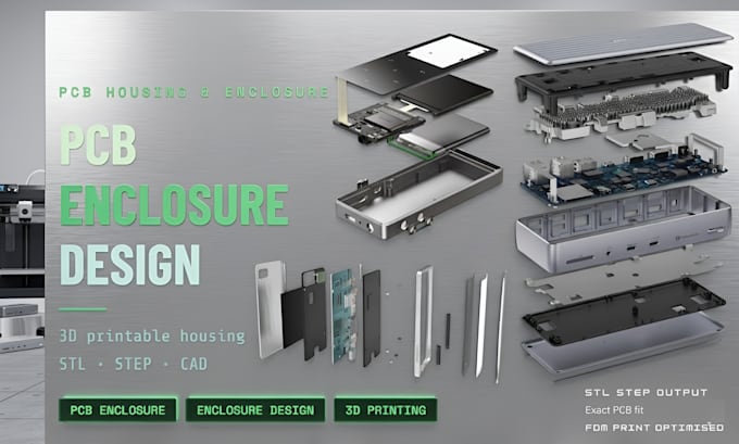 do pcb enclosure electronics case design 3d printable stl step housing for board