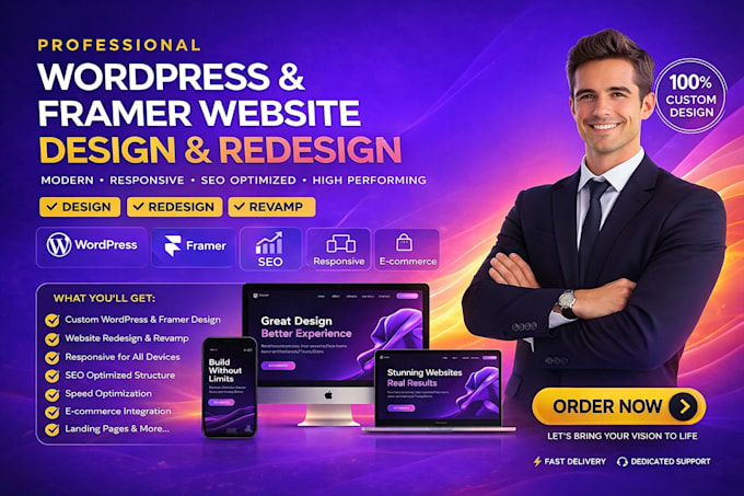 design, rebuild or clone wordpress website framer website responsive SEO website