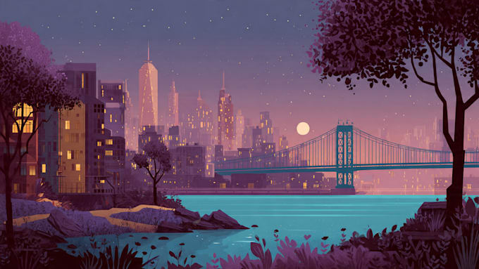 create a landscape and urban vector art illustration