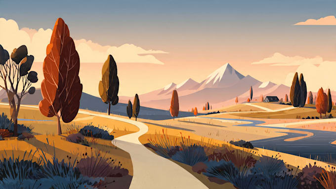 illustrate fantastic flat vector landscape illustration