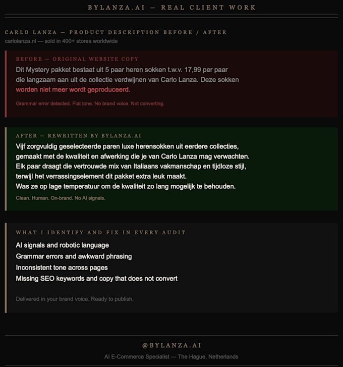 rewrite ecommerce copy that sounds human