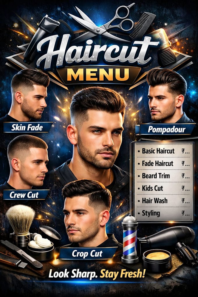 creat a hair cut menu