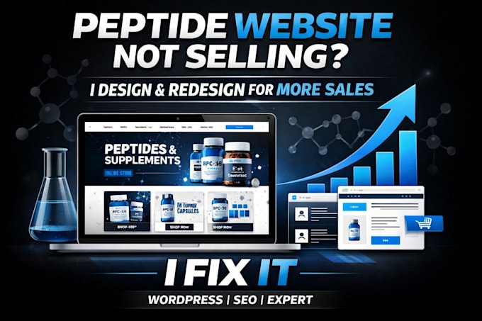 design redesign peptide ecommerce wordpress website SEO create business website