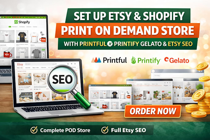 Set up etsy pod print on demand store with printify printful gelato ...