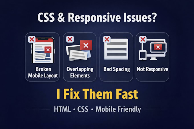 fix HTML CSS bugs and responsive issues for your website