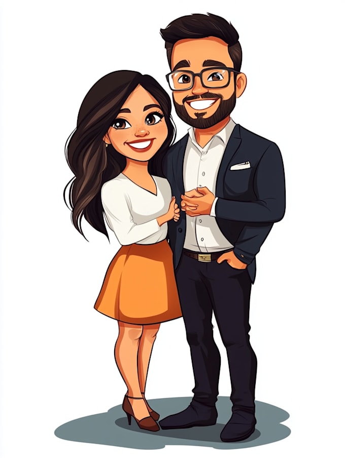 create professional caricatures for couples or wedding gift