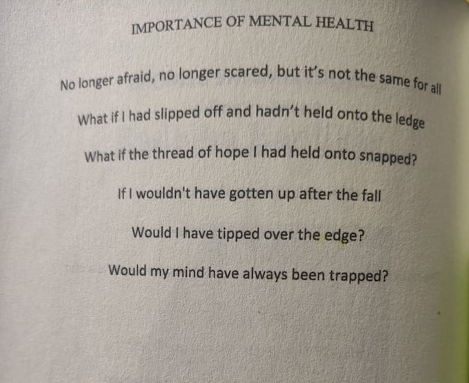 write creative and emotional mental health articles or poems