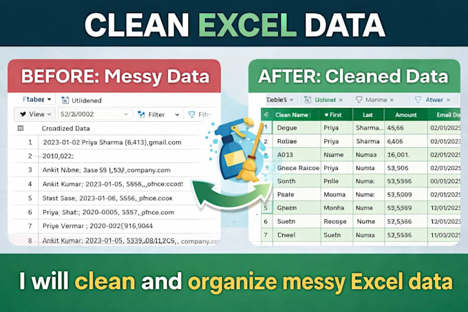 clean, format and transform your messy data into ready to use dataset