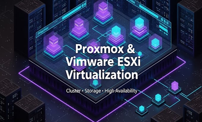 setup proxmox ve vmware esxi virtualization cluster and vms, proxmox server