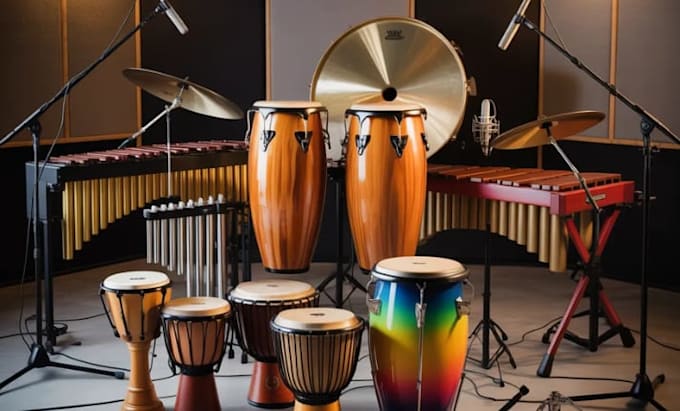 record percussions, bongo, vibraphone, steelpan drum, conga for your song