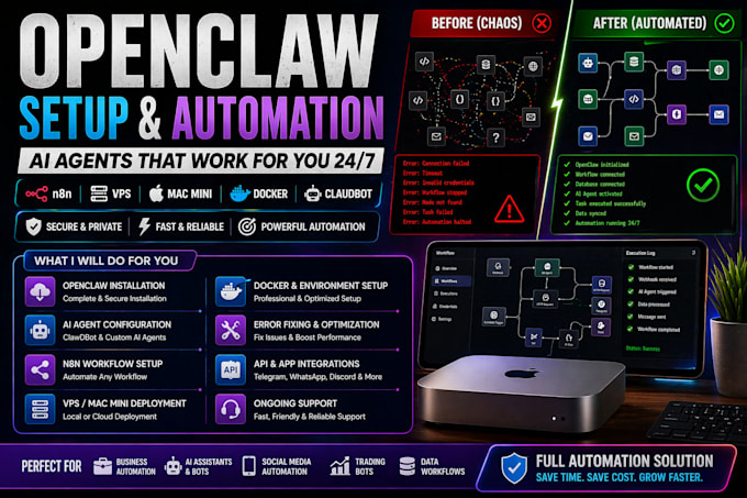 setup install openclaw ai agent automation n8n vps mac mini bot clawdbot