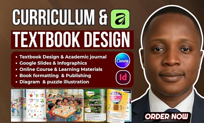 design and format educational textbook, workbook, user guide, curriculum plan
