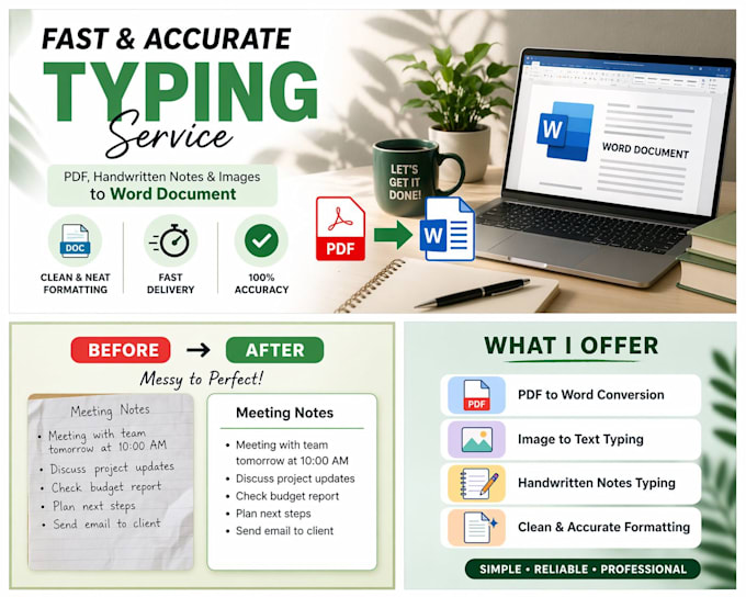 type PDF to word document fast