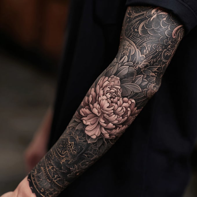 custom realistic tattoo design, tattoo sleeve