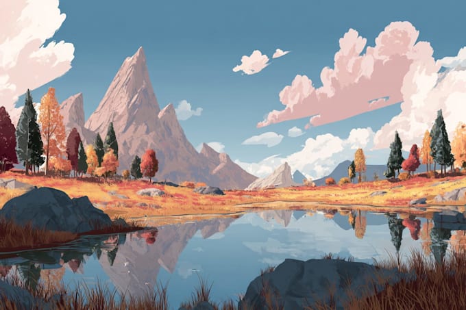 create flat landscape illustration of nature