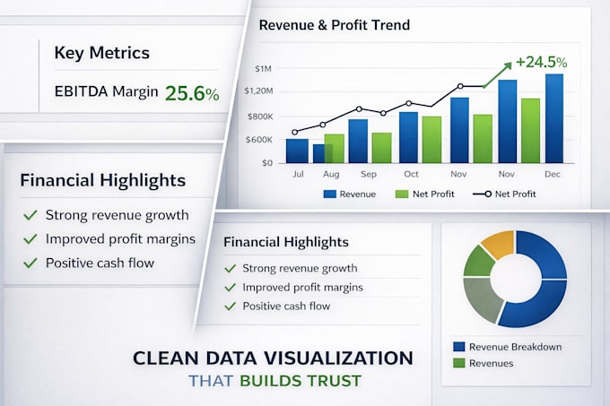 design a clean financial report one page infographic