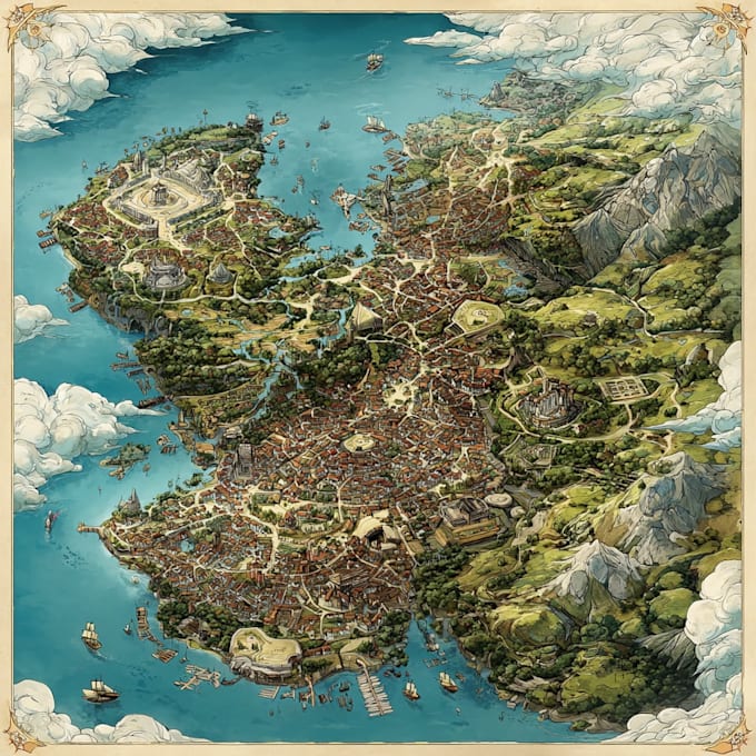 make awesome fantasy map design vector map world map