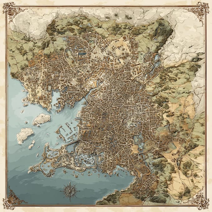 illustrate a professional vector fantasy or historical map