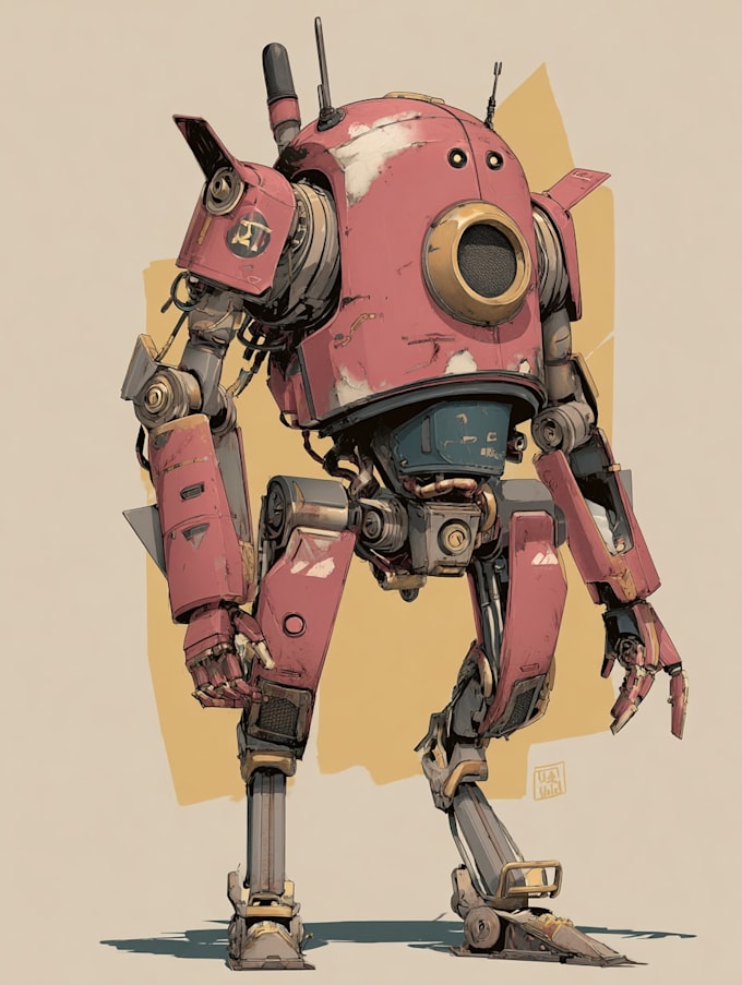 create retro mecha or scifi gundam art
