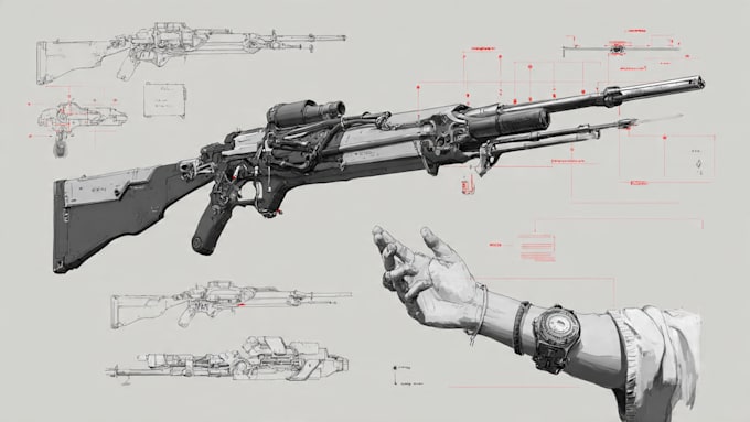 create weapon concept art for you