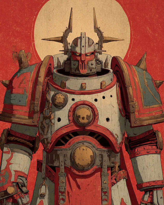 illustrate your warhammer 40k character in grimdark detail