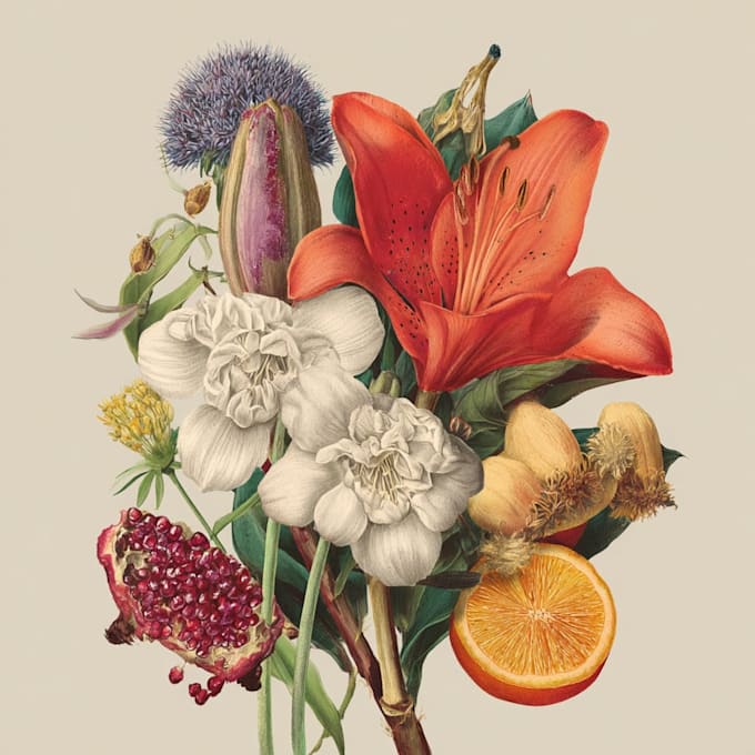 design vintage botanical flower artwork