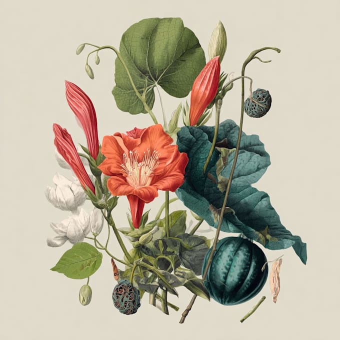 draw scientific botanical flower illustration