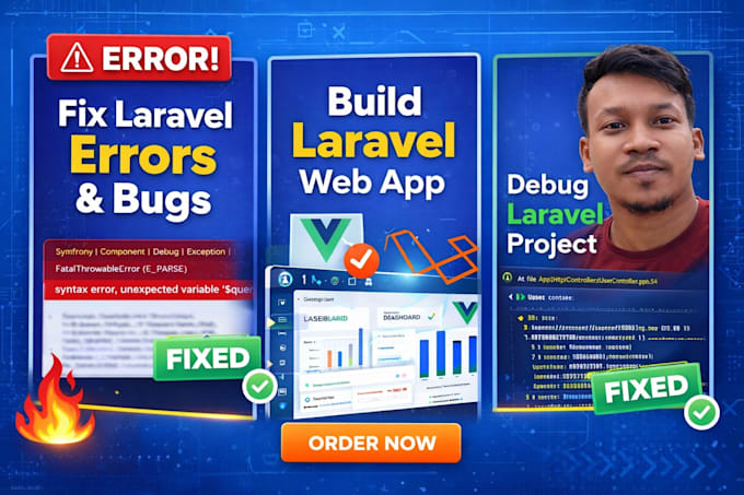fix laravel errors, bugs or build custom laravel web app