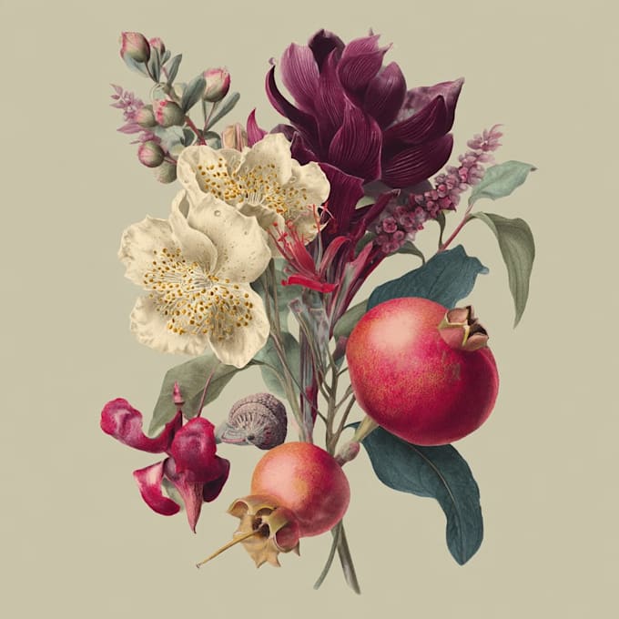 create botanical flower artwork for packaging
