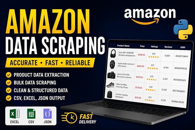 scrape amazon product data, prices, reviews into excel CSV