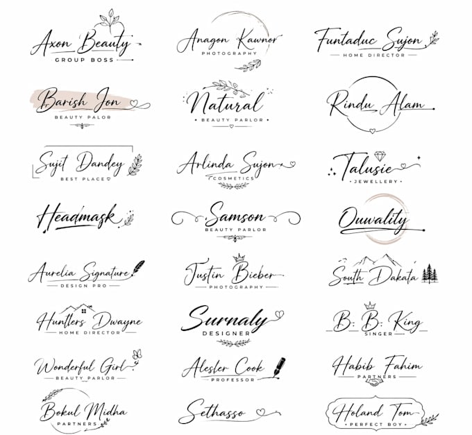 do professional handwriting, signature, script logo