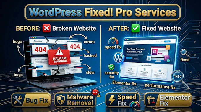 fix wordpess issues bugs errors customize website and recover hacked site fast