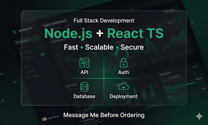 build nodejs backend react typescript website and rest API for your app