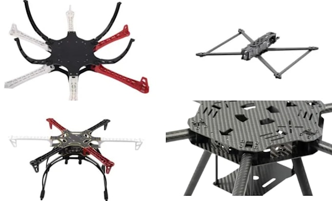 Design de drone uav vtol quadros fibra de carbono estrutura leve cad ...