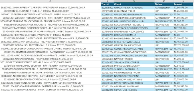 clean, format and organize large excel data