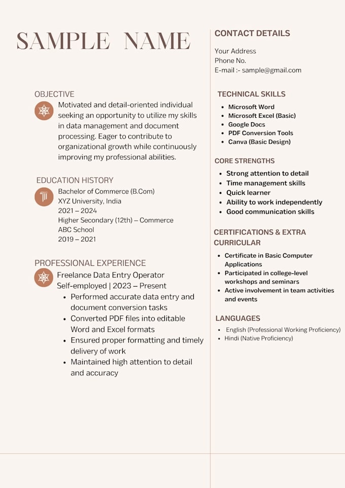 create professional resume or CV design