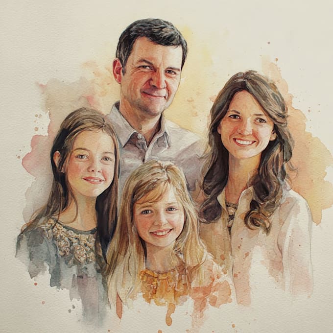 create a watercolor family portrait