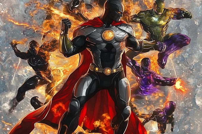 create futuristic superhero character illustration