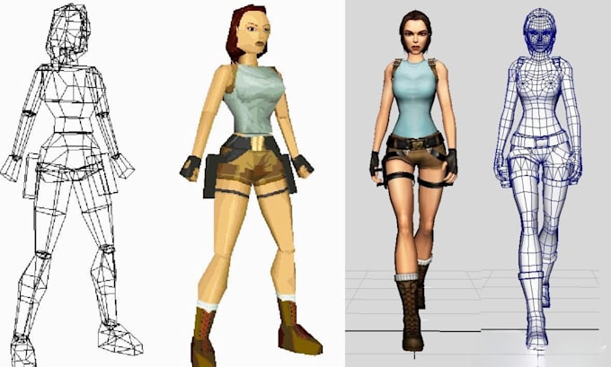 create retro low poly 3d character model rigging for ps1 ps2 n64