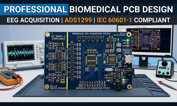 design biomedical pcb eeg with ads1299 iec 60601 compliance biomedical signal