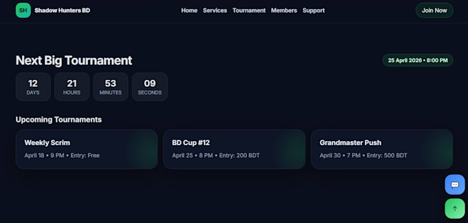 create premium free fire or bgmi clan website with admin panel