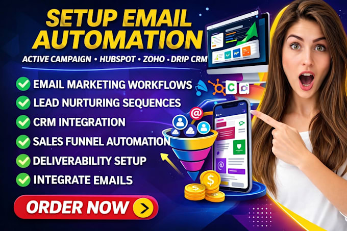 setup email automation active campaign hubspot zoho drip CRM