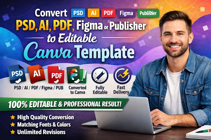 convert design files to fully editable canva template
