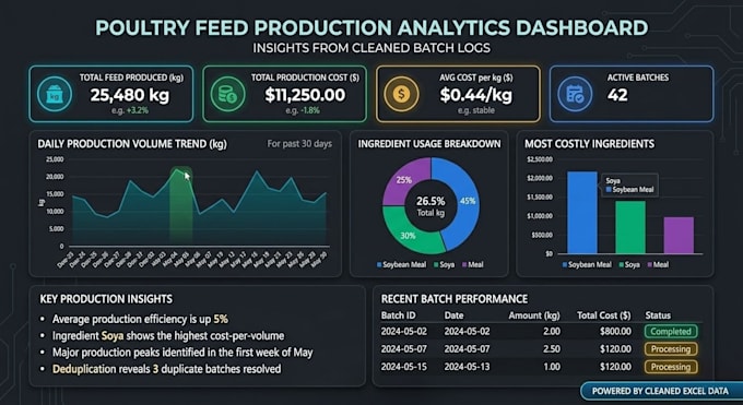 do excel data cleaning, analysis and dynamic dashboard creation