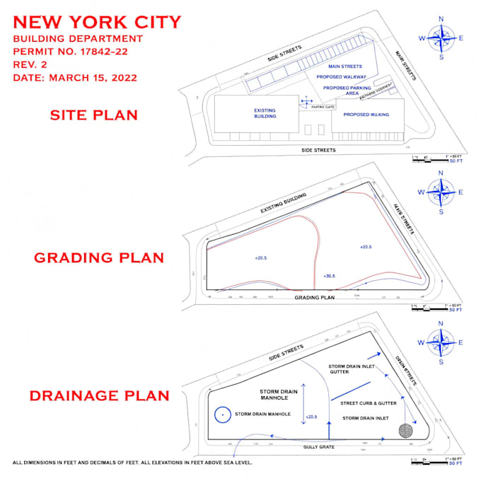 do site plan grading plan and drainage plan for city permit